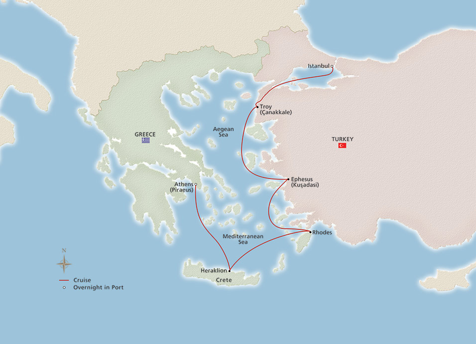 Map of Ancient Mediterranean Treasures itinerary