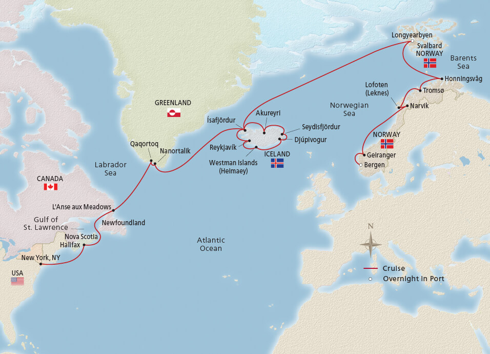 Map of NEW! Greenland, Iceland, Norway & Beyond itinerary